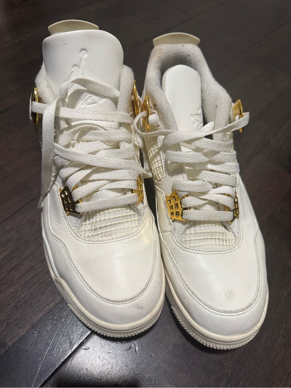 Jordan White Sneakers with Gold Accents